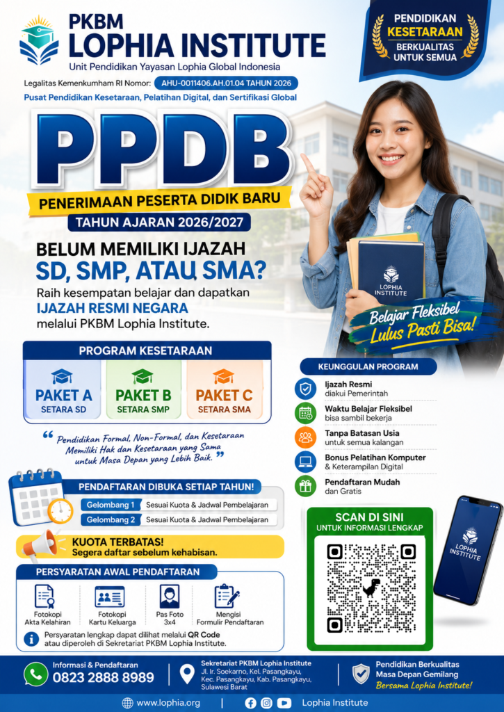 Ijazah Paket C Bukan "Pilihan Cadangan": 5 Alasan Diktara di Lophia Institute adalah Jembatan Masa Depan Digital Global pkbm formulir tapel 2026 2027